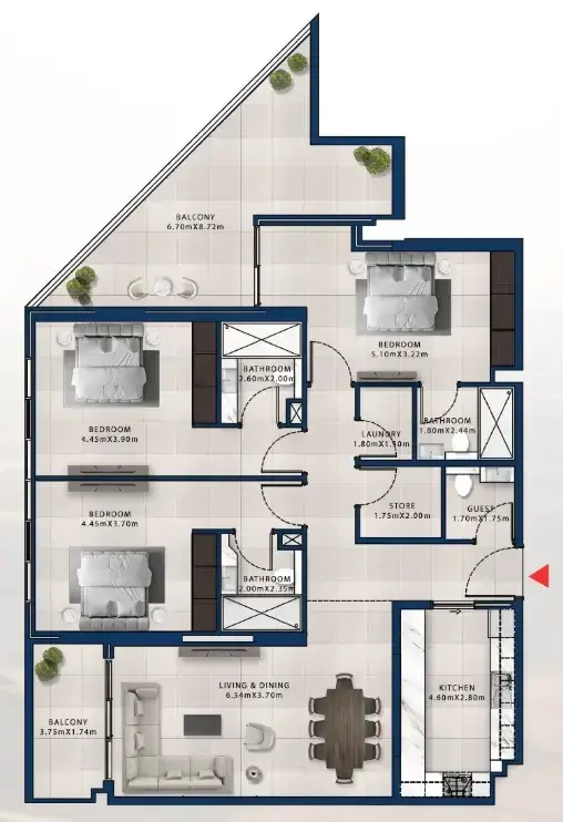 3 Bedrooms apartments - Asayel Apartments at MJL