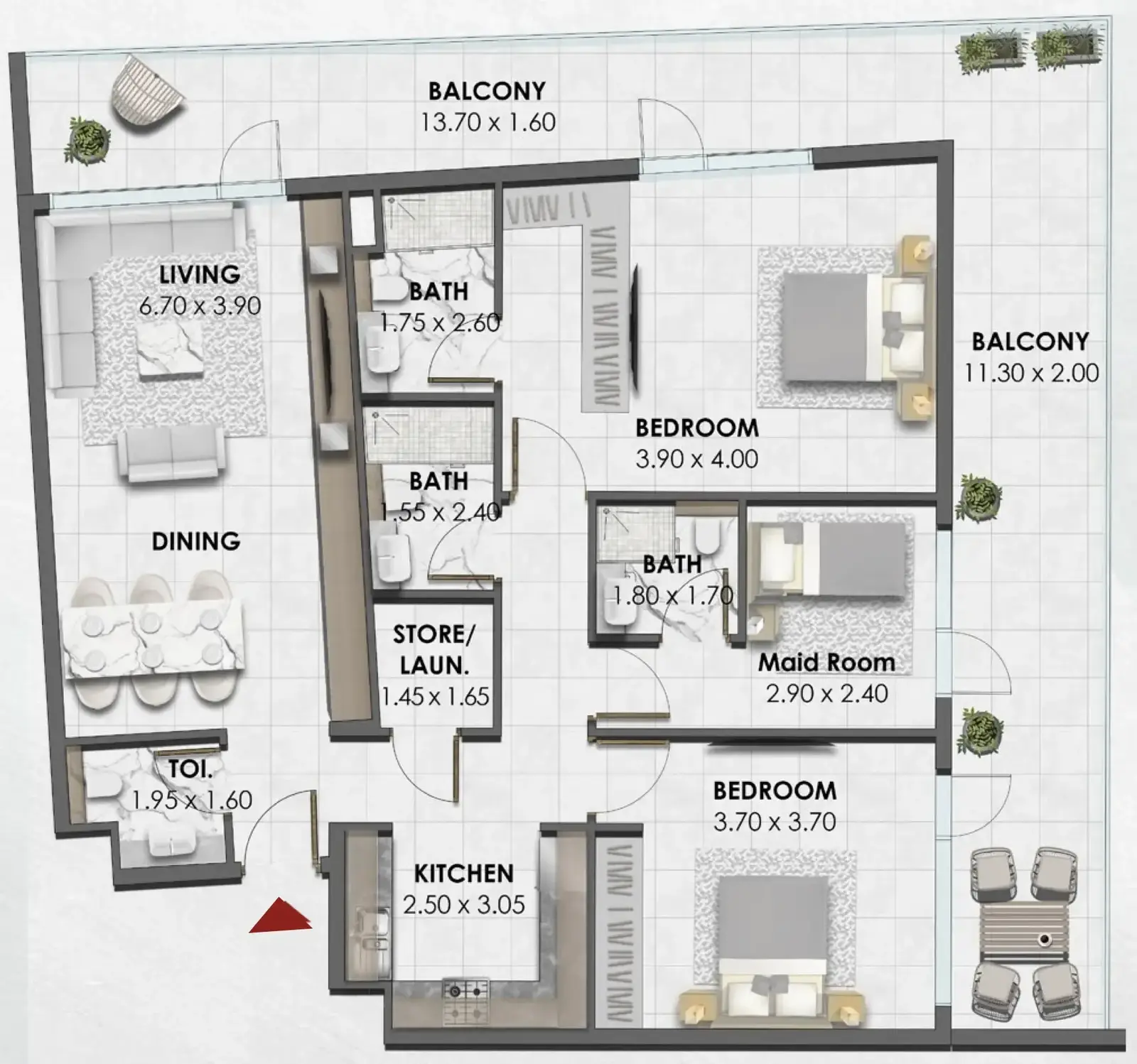 2 Bedrooms apartments - Waref Residences