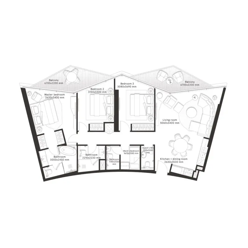 3 bedroom floor plan