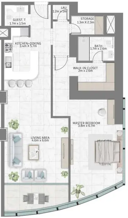 1 Bedroom apartments - Al Habtoor Tower