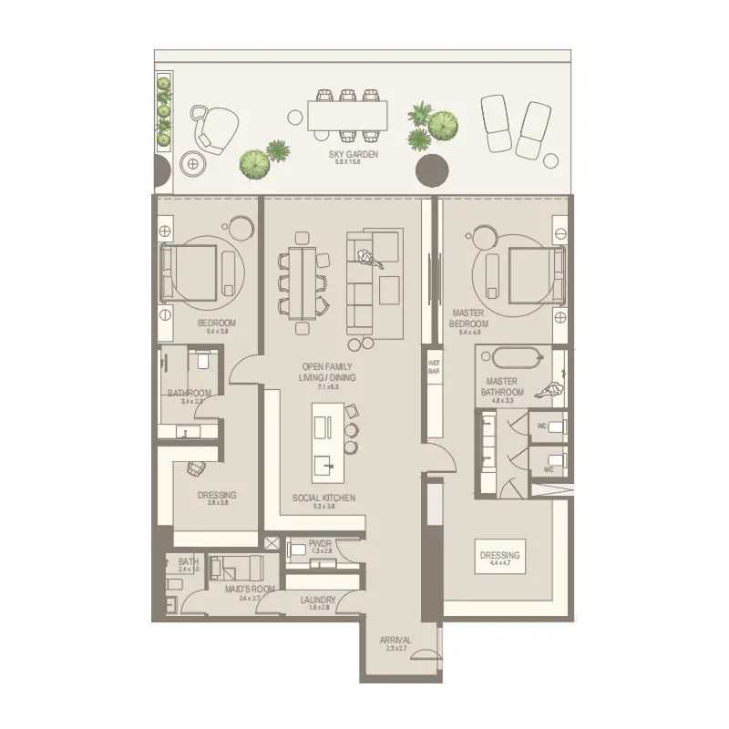 2 bedroom floor plan