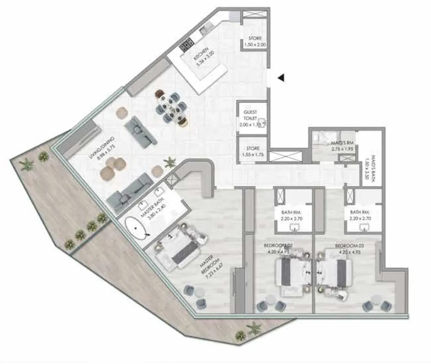 3 Bedrooms apartments - Habtoor Grand Residences