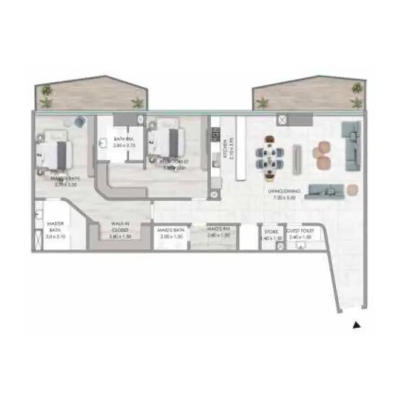 2 bedroom floor plan