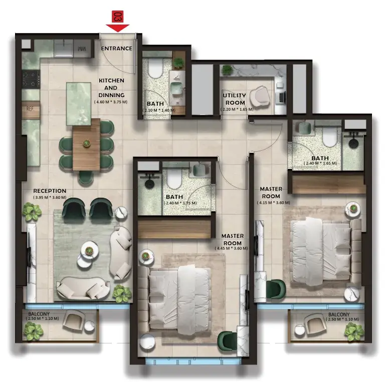 2 Bedrooms apartments - The Spark By Esnaad