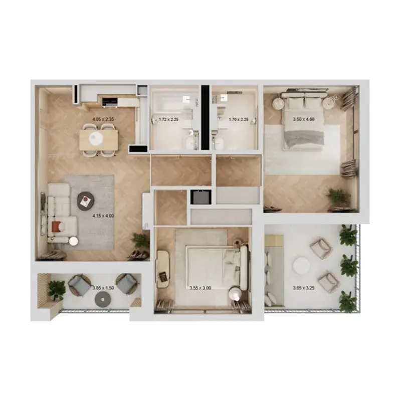 2 Bedrooms apartments - Arisha Terraces