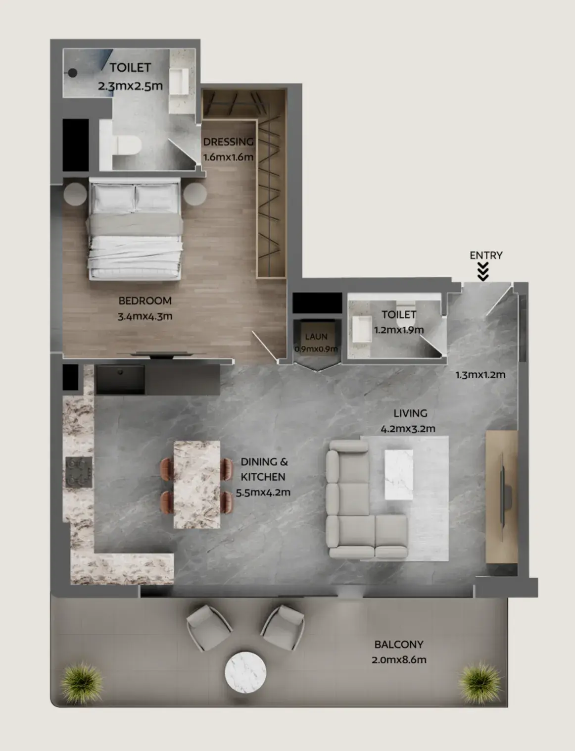 2 Bedrooms apartments - Jardin Astral