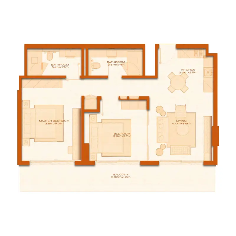 2 bedroom Apartments floor plan