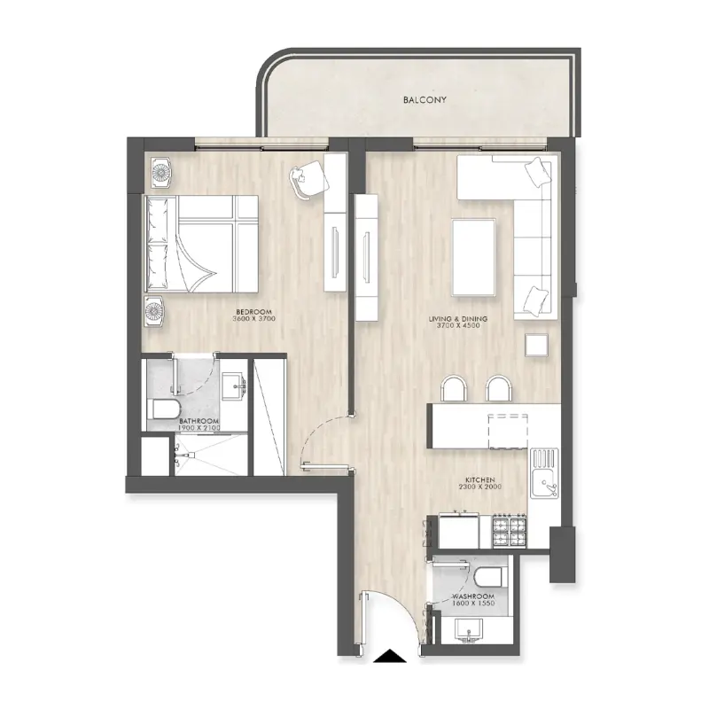 1 bedroom floor plan