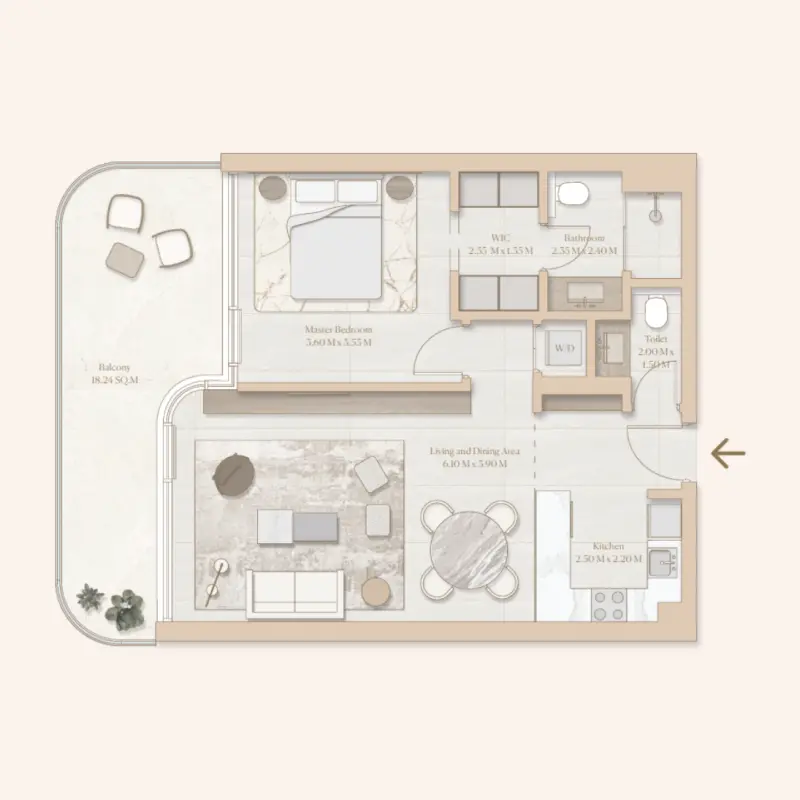 1 bedroom floor plan