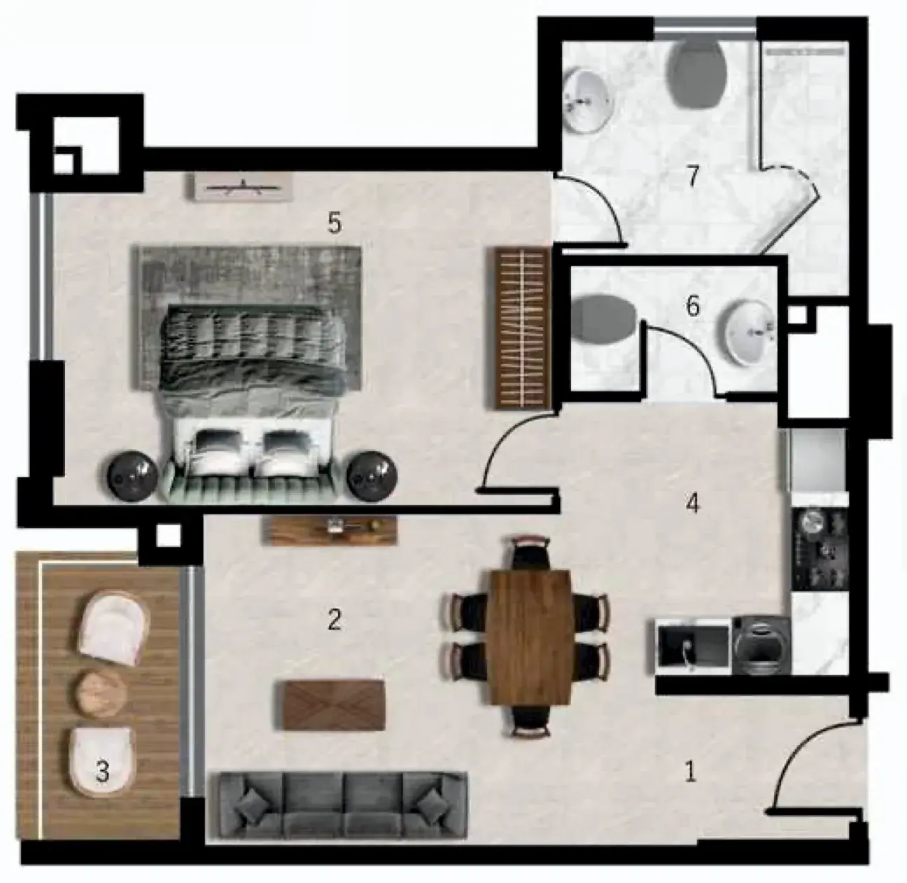 1 Bedroom apartments - 7 Seasons