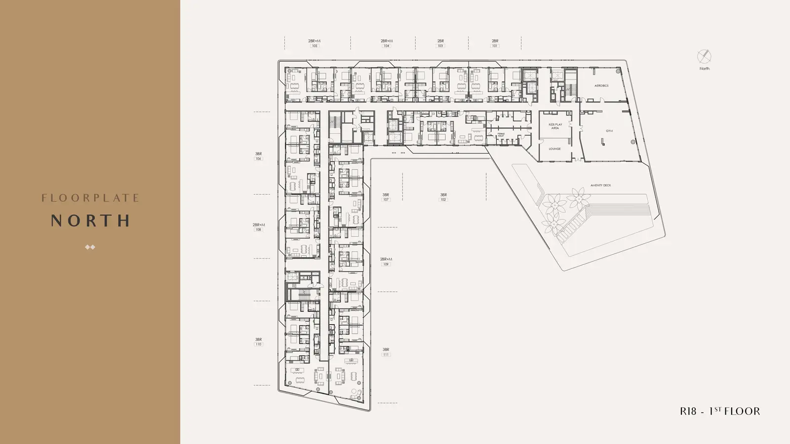 First floor plate layout North building at The Source Saadiyat Grove apartments Abu Dhabi cultural district.
