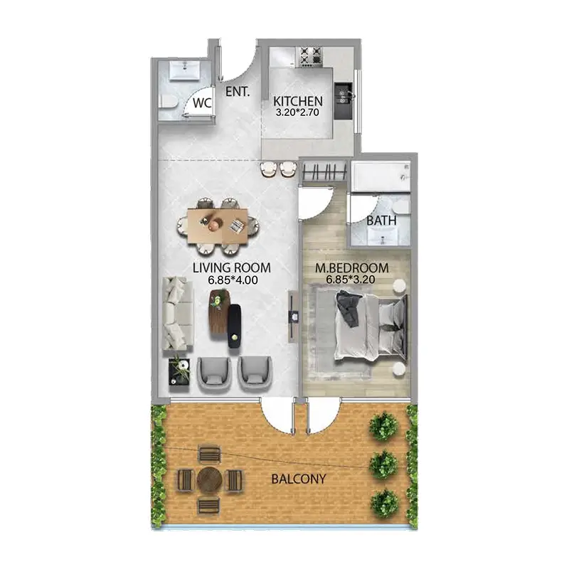 1 bedroom Apartments floor plan