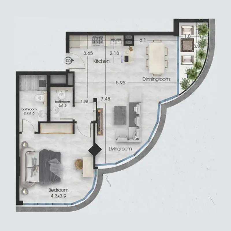 1 Bedroom apartments - Ethan