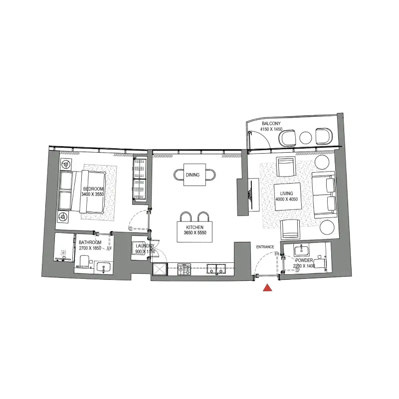 1 bedroom floor plan