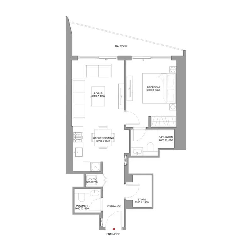 1 bedroom Apartments floor plan