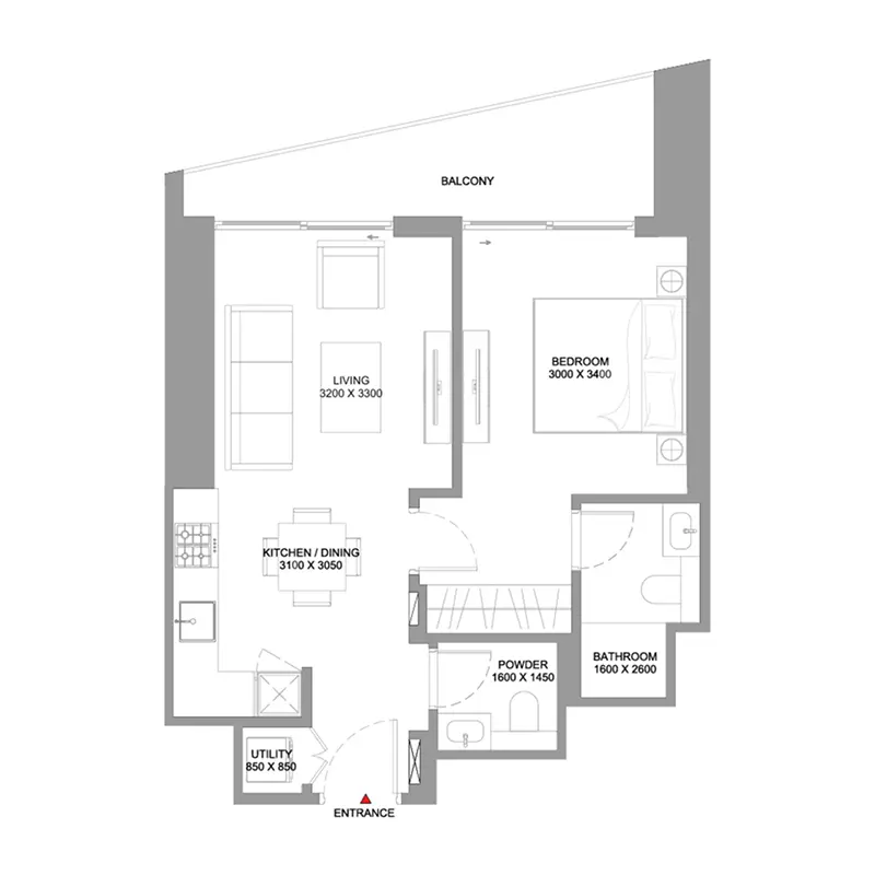 1 bedroom Apartments floor plan