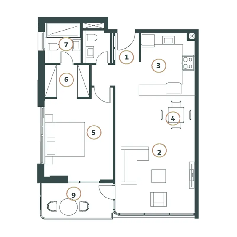 1 bedroom Apartments floor plan