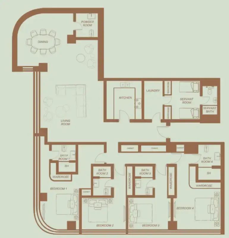 4 Bedrooms apartments - Eden House The Park