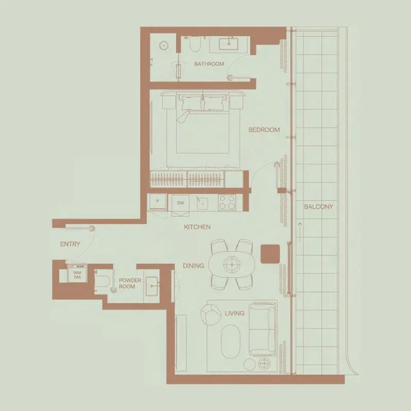 1 bedroom floor plan