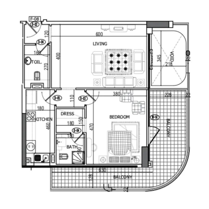 1 bedroom floor plan