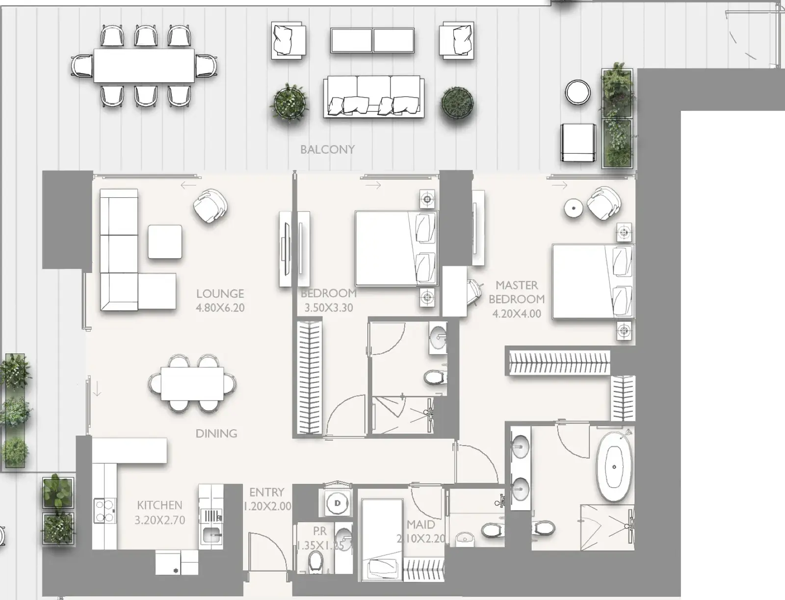 2 Bedrooms apartments - Fairmont Residences Solara Tower