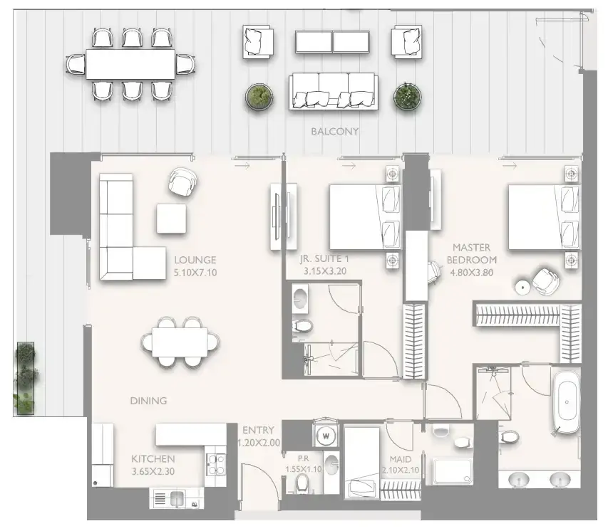 4 Bedrooms penthouse - Fairmont Residences Solara Tower