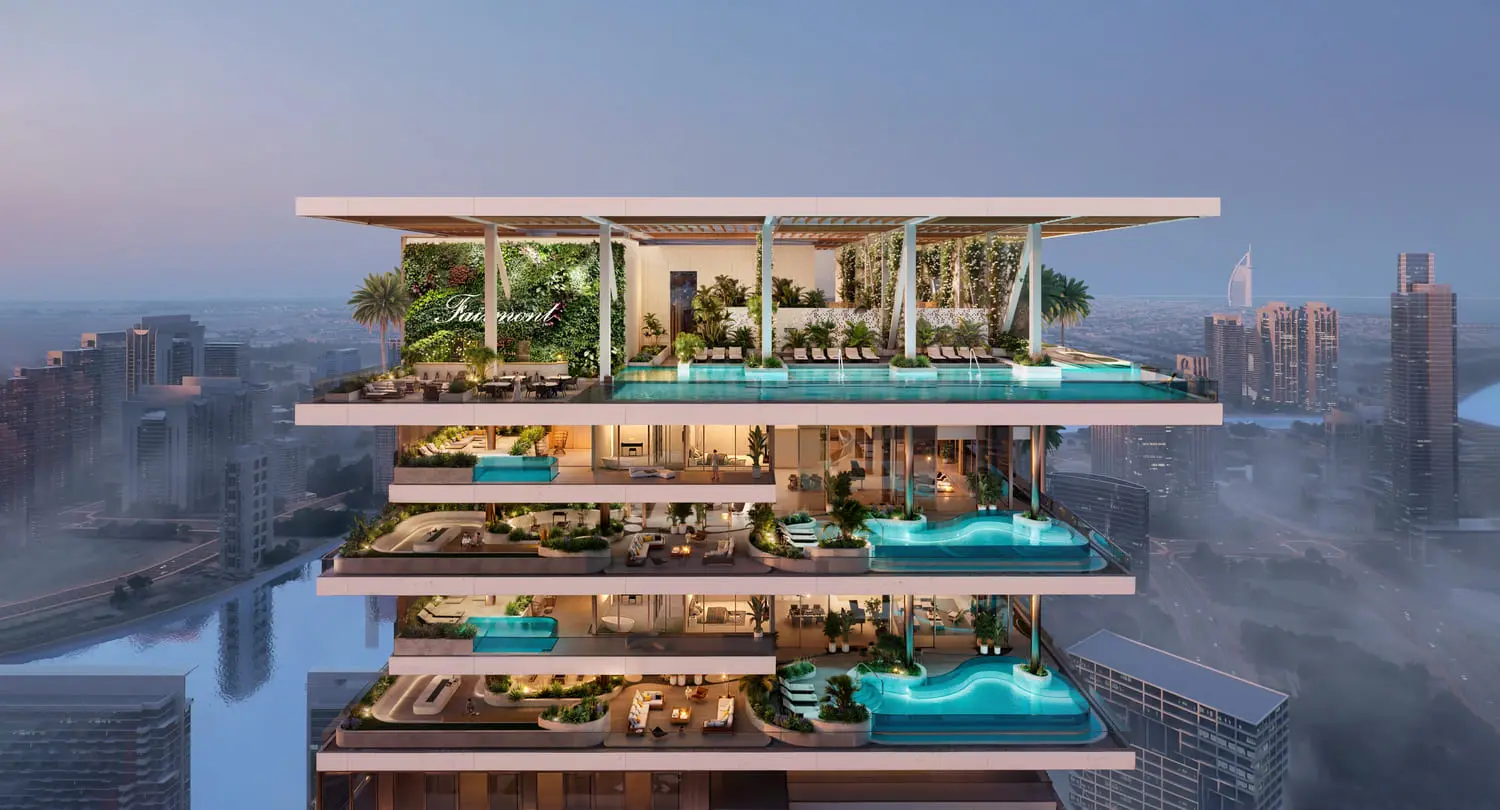 Fairmont Residences Solara Tower in Downtown Dubai by SOL Properties - Exterior Image 3