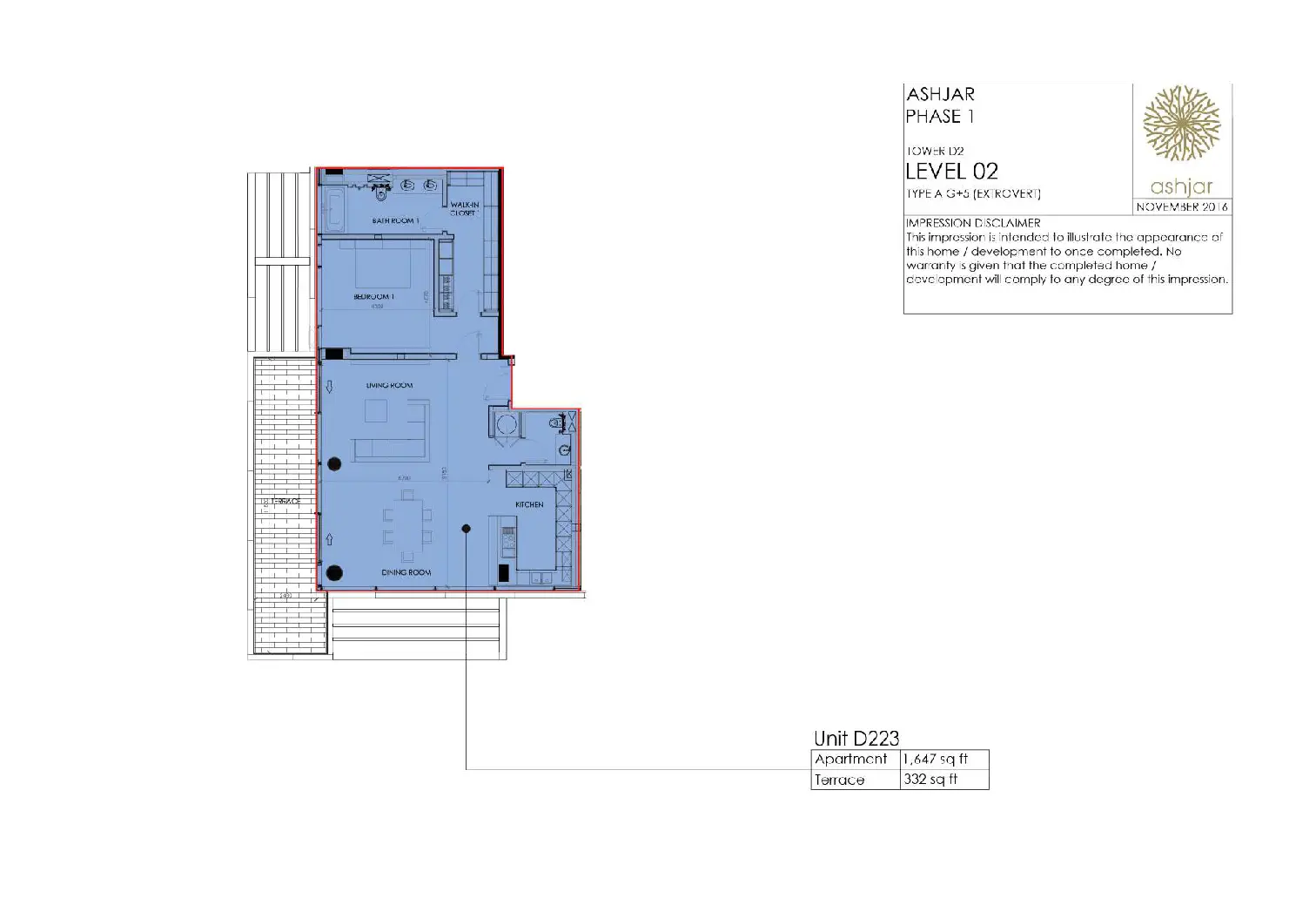 1 Bedroom Apartment floor plan