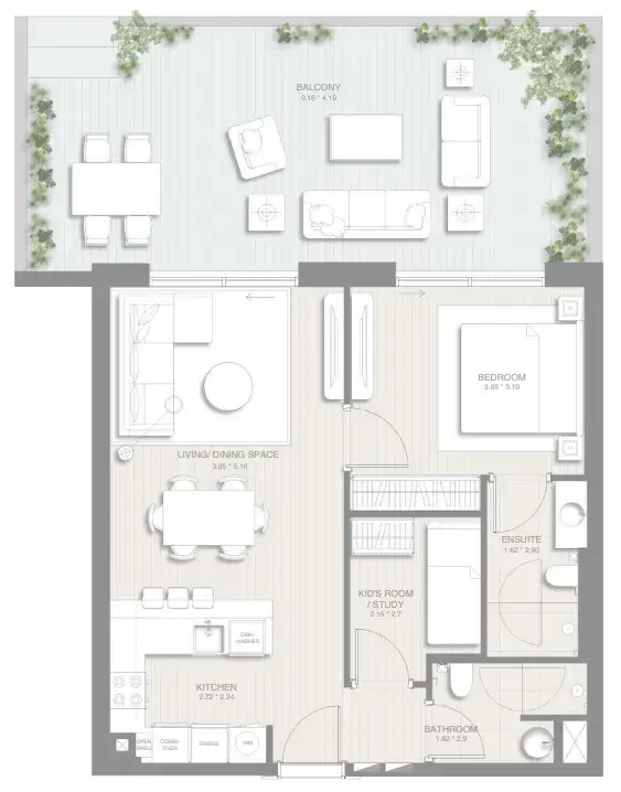 1.5 bedrooms apartments - Sol Levante