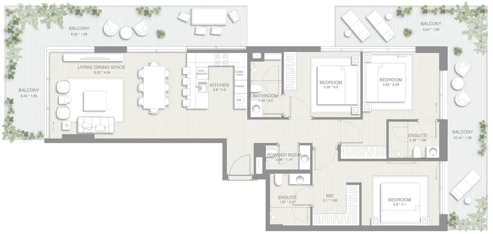 3 Bedrooms apartments - Sol Levante