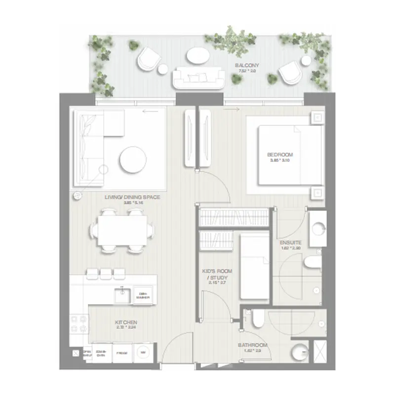 1,5 bedroom
