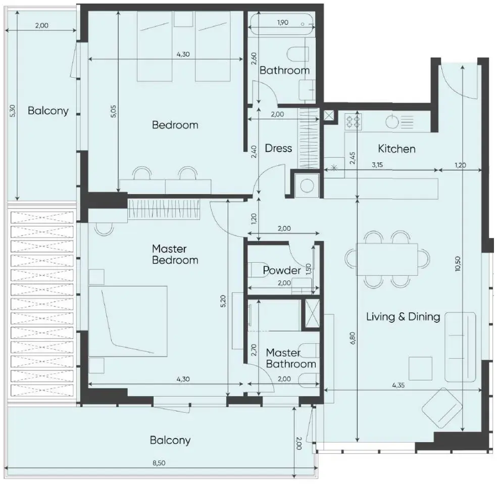 2 Bedrooms apartments - Sea Legend Tower One