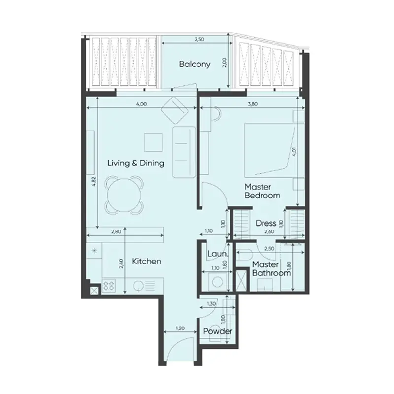 1 bedroom Apartments floor plan