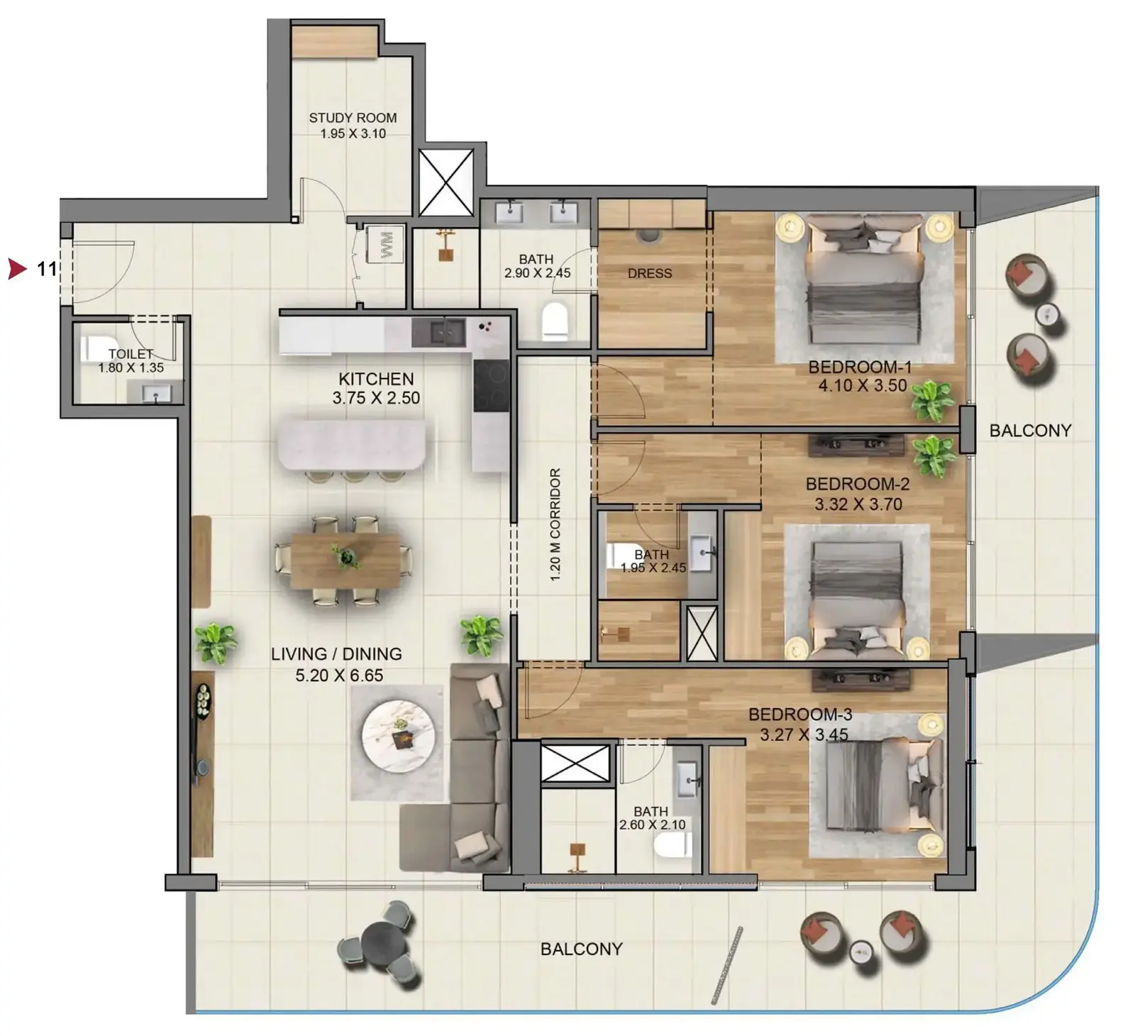 3 Bedrooms apartments - Marriott Residences JLT