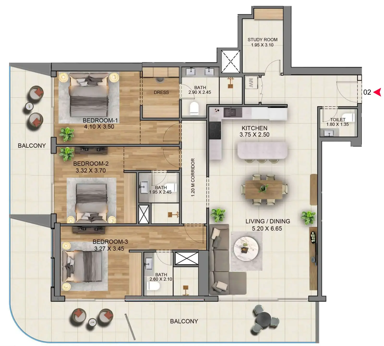3.5 bedrooms apartments - Marriott Residences JLT
