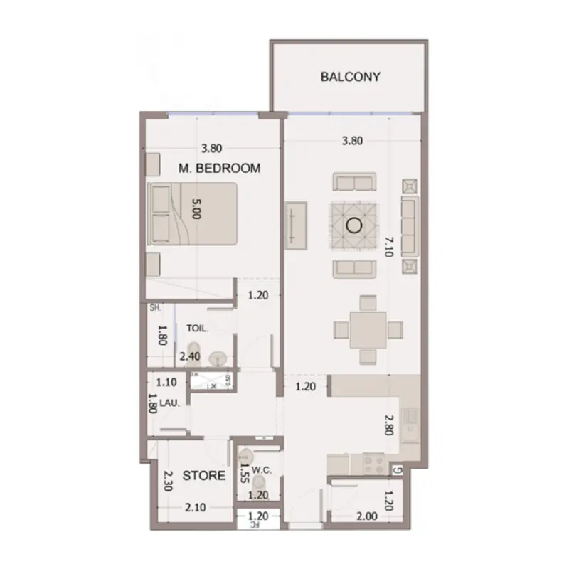 1 bedroom floor plan