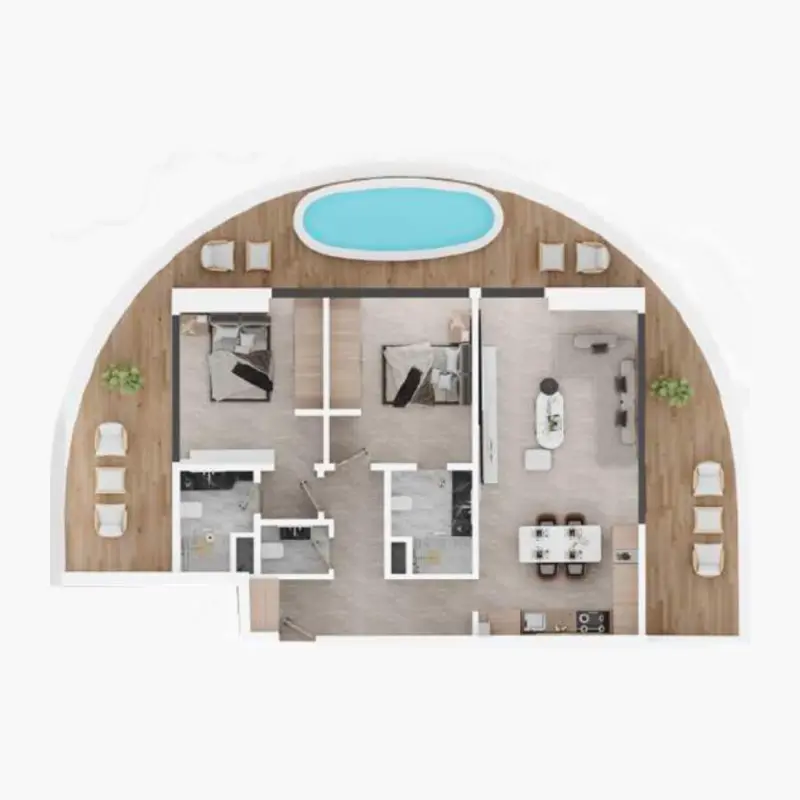 2 bedroom + pool