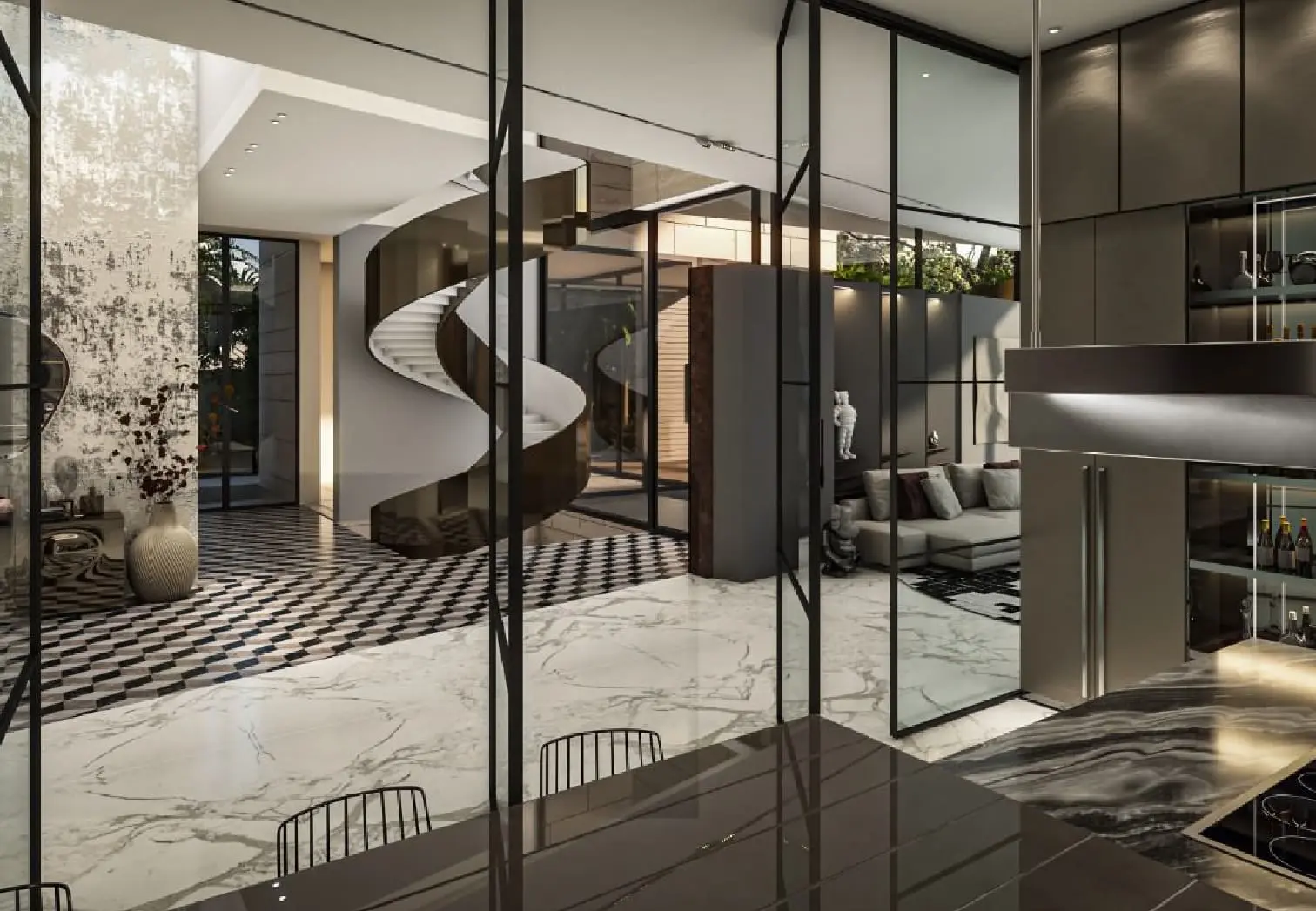 Lunaria Villas Al Barari Dubai private home Kitchen space with premium luxury interiors..jpg