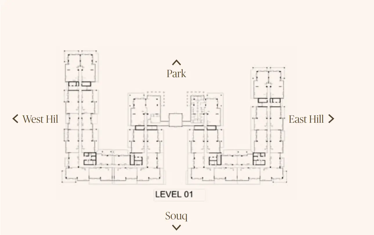 Illustration of Nawayef Park Views floor plate with room dimensions
