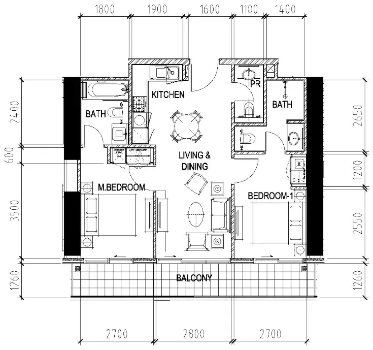2 Bedrooms apartments - Aykon City Tower