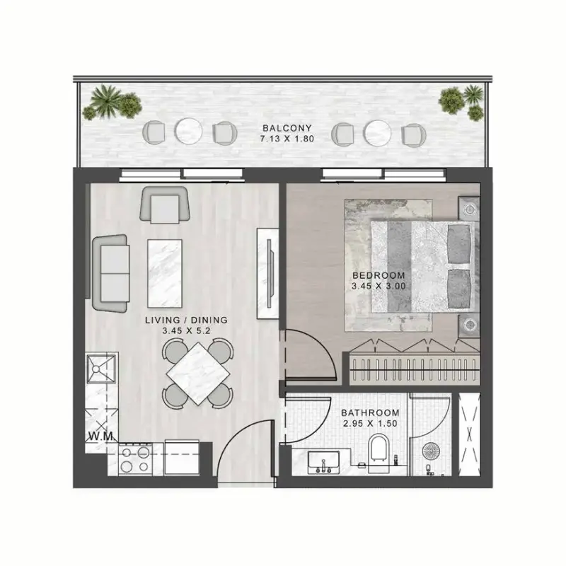1 bedroom floor plan