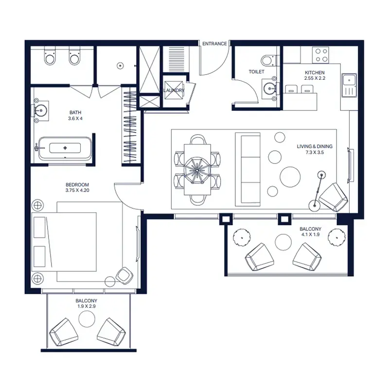 1 Bedroom apartments - The Atria