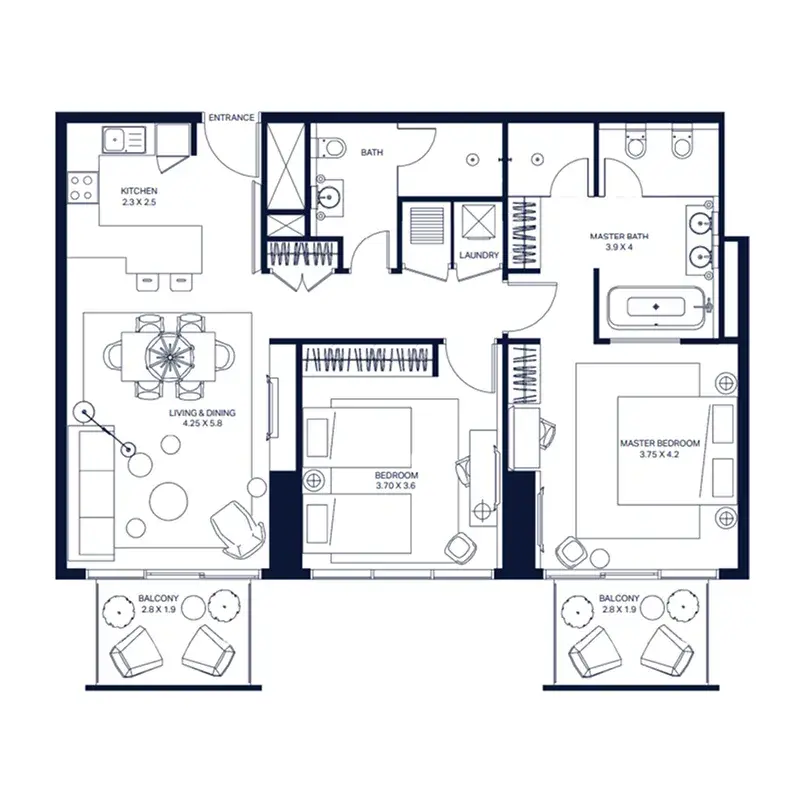 2 Bedrooms apartments - The Atria