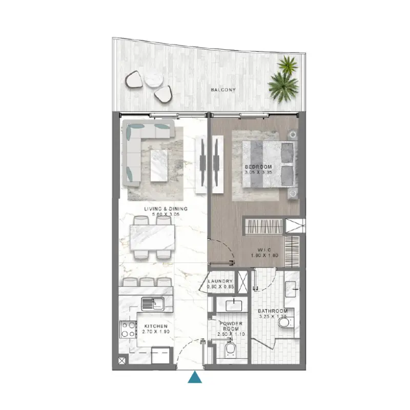 1 bedroom floor plan