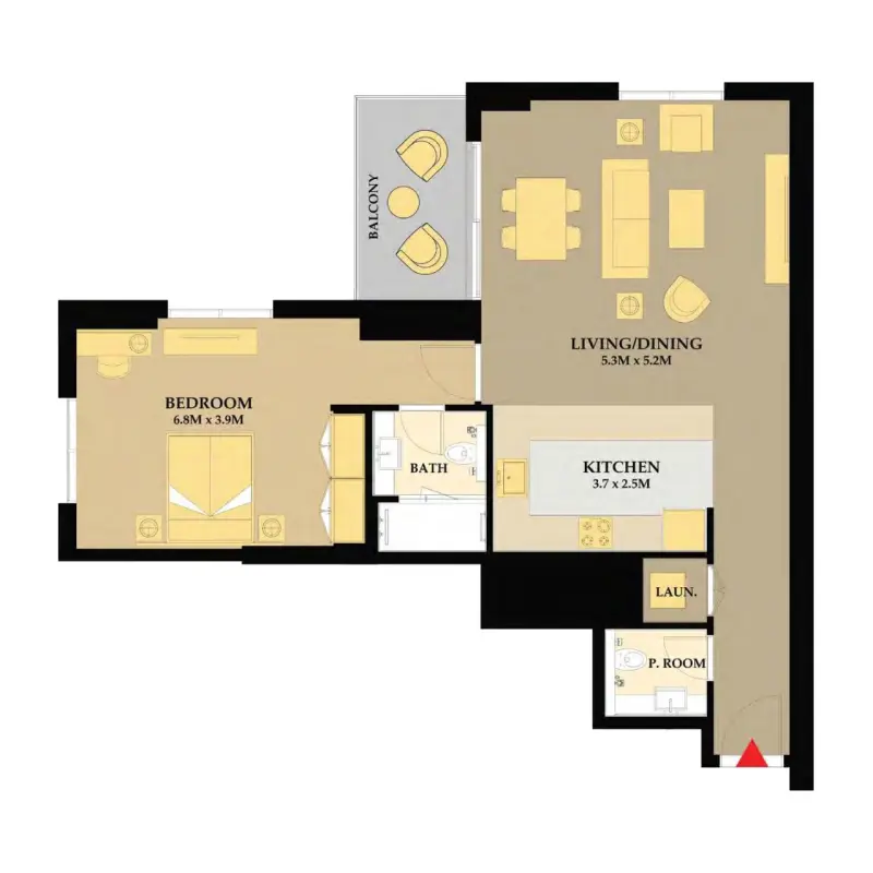 1 bedroom floor plan