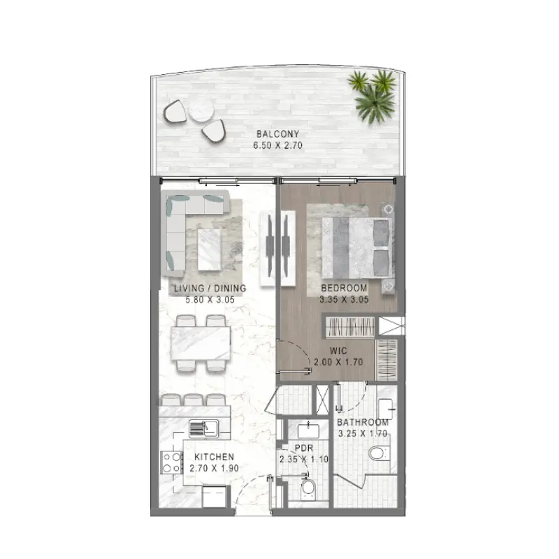 1 bedroom floor plan
