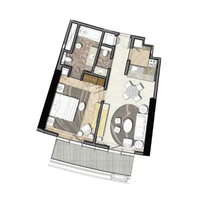 1 bedroom floor plan