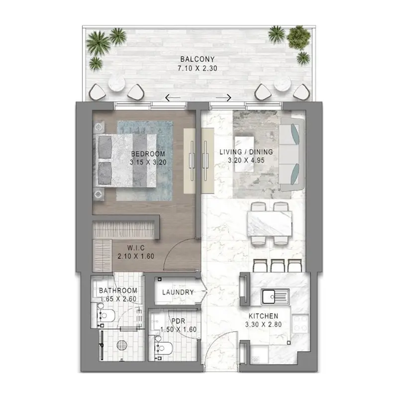 1 bedroom Apartments floor plan