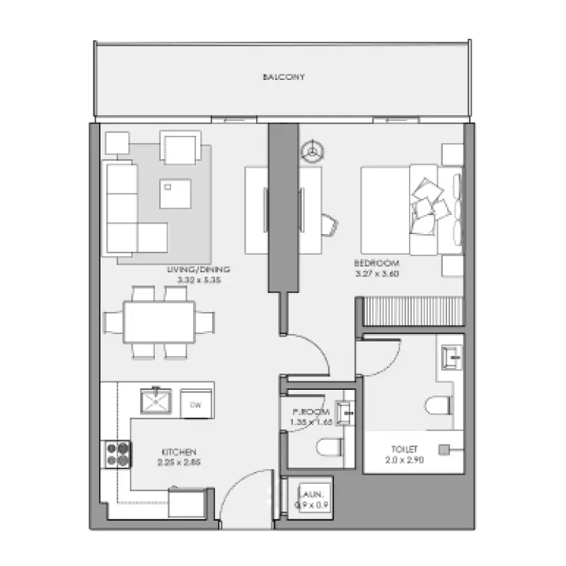 1 bedroom floor plan