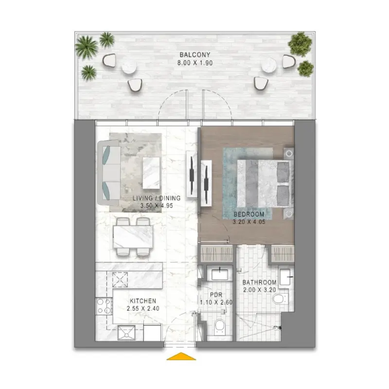 1 bedroom floor plan